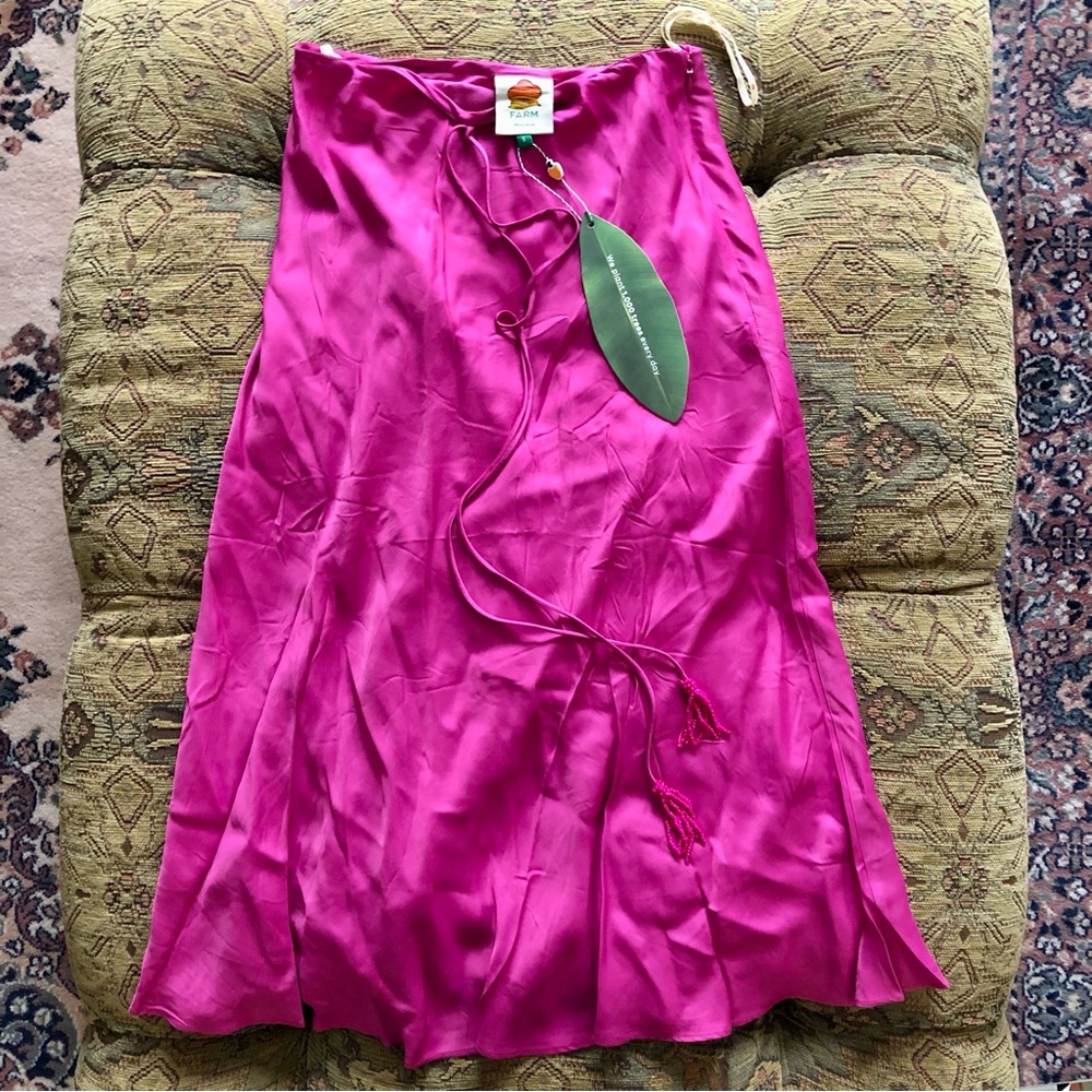 Farm Rio *NWT Pink Tied Midi Skirt Size Small EcoVero Viscose